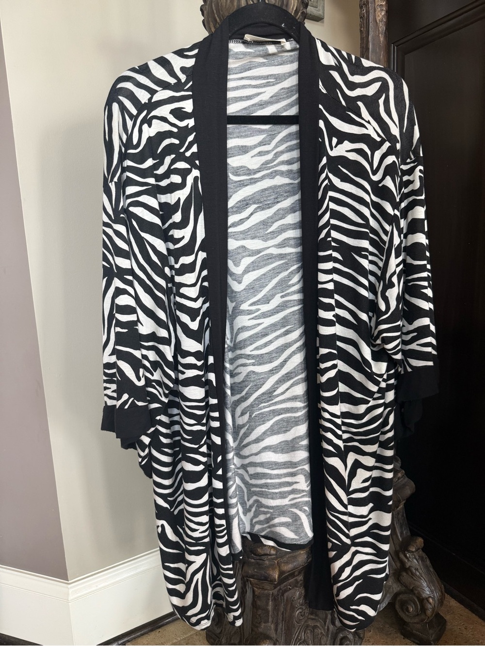 Zenana Outfitters Black and White Zebra Wrap Blazer